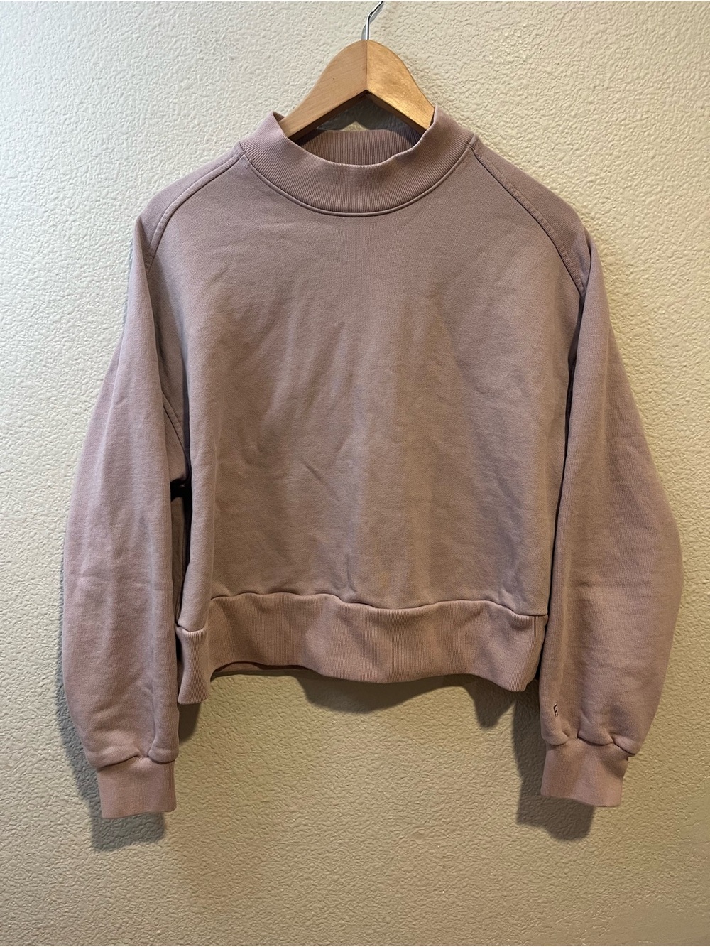 Everlane 100% Organic Cotton Cropped Crewneck Sweater Mauve Purple Size Medium - Picture 1 of 9